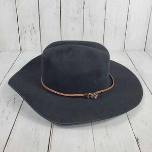 Tuff Hedeman Signature Series Milano Black Felt Cowboy Hat Mens 7/56 Merino Wool